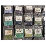 Collection of 60+ Packs Firepolish Beads Assorted Colors and Sizes