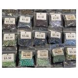 Collection of 60+ Packs Firepolish Beads Assorted Colors and Sizes