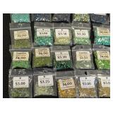 Collection of 60+ Packs Firepolish Beads Assorted Colors and Sizes