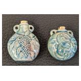 Pair of Ceramic Bottle Pendants with Grapes and Celestial Designs