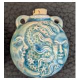 Pair of Ceramic Bottle Pendants with Grapes and Celestial Designs