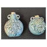 Pair of Ceramic Bottle Pendants with Grapes and Celestial Designs