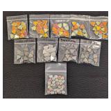 Set of 9 Packs Triangle Glass Beads and 1 Pack Heart Shaped Glass Beads