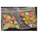 Set of 9 Packs Triangle Glass Beads and 1 Pack Heart Shaped Glass Beads