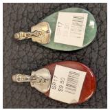 Pair of Sterling Silver and Stone Teardrop Pendants