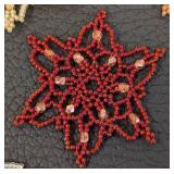 Set of 14 Handcrafted Beaded Snowflake Ornaments, 3 Inch Diameter