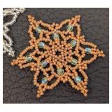 Set of 14 Handcrafted Beaded Snowflake Ornaments, 3 Inch Diameter