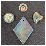 Set of 4 Handmade Ceramic Pendants Assorted Shapes and Designs