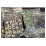 Lot of 40 Packs Faceted Glass Beads - Loose and Strung, Assorted Colors