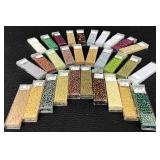 W - Collection of 30 Glass Seed Beads Amethyst, Burgundy and Assorted Colors