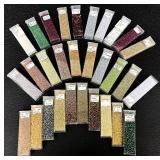 W - Collection of 30 Glass Seed Beads Amethyst, Burgundy and Assorted Colors