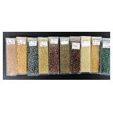 W - Collection of 30 Glass Seed Beads Amethyst, Burgundy and Assorted Colors