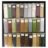 W - Collection of 30 Glass Seed Beads Amethyst, Burgundy and Assorted Colors
