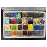 W - Collection of Assorted Glass Beads in Various Colors and Sizes