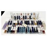W - Collection of 52 Small Glass Bead Tubes Assorted Colors