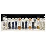 W - Collection of 52 Small Glass Bead Tubes Assorted Colors