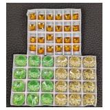 Swarovski Peridot/Jonquil 18mm Gold Foiled Crystals - Assorted Lot