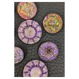Czech Glass Buttons - 13 Pieces, 1 in. Diameter, Iridescent Purple & Pink