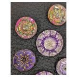 Czech Glass Buttons - 13 Pieces, 1 in. Diameter, Iridescent Purple & Pink