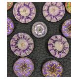 Czech Glass Buttons - 13 Pieces, 1 in. Diameter, Iridescent Purple & Pink