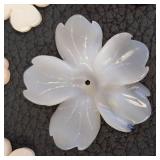 Eight Unique Stone Bead Pendants - Assorted Floral, Heart & Carved Shapes (Largest 2x2)