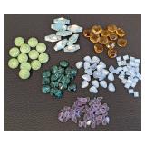 Vintage Glass Jewels Assorted Cabochons & Rhinestones - Mixed Shapes, Largest 0.5 x 1.25 inches