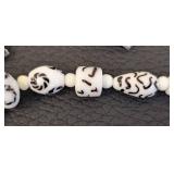 Black & White Glass Bead Lot with Shell Strand - Spiral/Swirl Beads for Jewelry