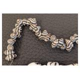 Black & White Glass Bead Lot with Shell Strand - Spiral/Swirl Beads for Jewelry
