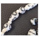 Black & White Glass Bead Lot with Shell Strand - Spiral/Swirl Beads for Jewelry