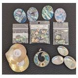 Paua Shell Beads & Pendants - Abalone Jewelry Components, 1.5-inch Round Pendant