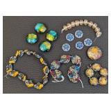 Art Glass Beads & Bead Strands - Assorted Lampwork, Delft-Style Discs & Spacers