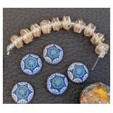 Art Glass Beads & Bead Strands - Assorted Lampwork, Delft-Style Discs & Spacers