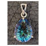 Mystic Topaz Pendant & Earrings Set - Teardrop Rainbow Stones, Silver-Tone