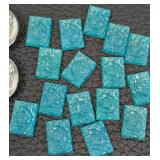 Assorted Vintage Glass Jewels - Coin Cabochons, Teal Squares, Pink Discs, Marquise Shapes