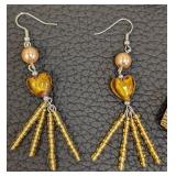 Beaded Jewelry Set - Necklace 16-inch Mosaic Pendant, Bracelets & Earrings