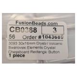 Swarovski CB0388 Crystal Volcano Rectangle Button 30x16mm Chessboard