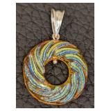 Three Dichroic Art Glass Pendants – 1-Inch Round Max, Assorted Colors