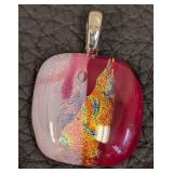 Three Dichroic Art Glass Pendants – 1-Inch Round Max, Assorted Colors