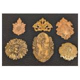 Brass Decorative Finishing Pieces - 6-Pack, Ornate Floral & Figural Embellishments