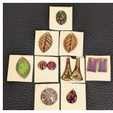 Nine Enameled Pendants - Assorted Shapes & Colors
