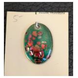Nine Enameled Pendants - Assorted Shapes & Colors