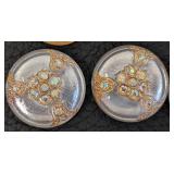 Czech Glass Buttons - 12-Pc Bohemian Floral & Rhinestone, 1-1/4 in Diameter