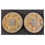 Czech Glass Buttons - 12-Pc Bohemian Floral & Rhinestone, 1-1/4 in Diameter