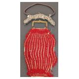 Antique Beaded Purse with Ornate Frame - 8-inch Wide Handle (Pair)