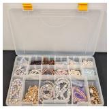Cultured Pearl Bead Lot - Loose Rounds, Baroque & Strand Pearls in Organizer