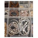 Cultured Pearl Bead Lot - Loose Rounds, Baroque & Strand Pearls in Organizer