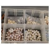 Cultured Pearl Bead Lot - Loose Rounds, Baroque & Strand Pearls in Organizer