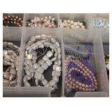 Cultured Pearl Bead Lot - Loose Rounds, Baroque & Strand Pearls in Organizer