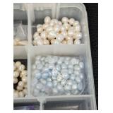 Cultured Pearl Bead Lot - Loose Rounds, Baroque & Strand Pearls in Organizer