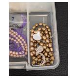 Cultured Pearl Bead Lot - Loose Rounds, Baroque & Strand Pearls in Organizer